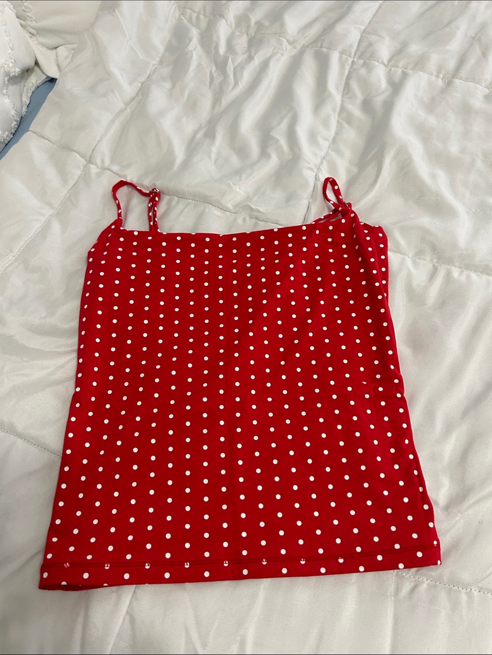Red Polka Dot Spaghetti Strap Tank Top - Women